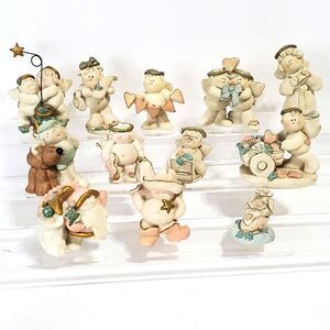 12 Vtg 90s Nancye Williams Sprinkles Glitter Angels 3" Cowboy Puppy Santa Baby